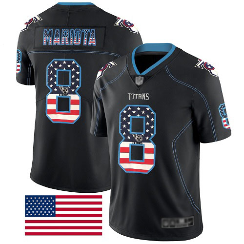 Tennessee Titans Limited Black Men Marcus Mariota Jersey NFL Football #8 Rush USA Flag->tennessee titans->NFL Jersey